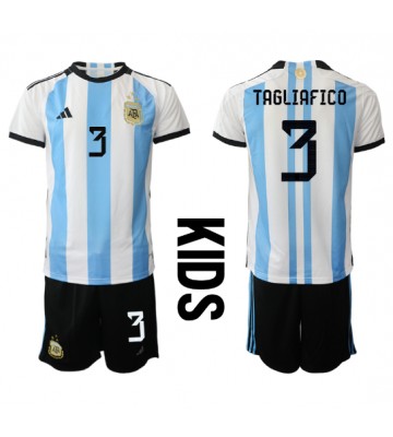 Lacne Dětský Futbalové dres Argentína Nicolas Tagliafico #3 MS 2022 Krátky Rukáv - Domáci (+ trenírky)